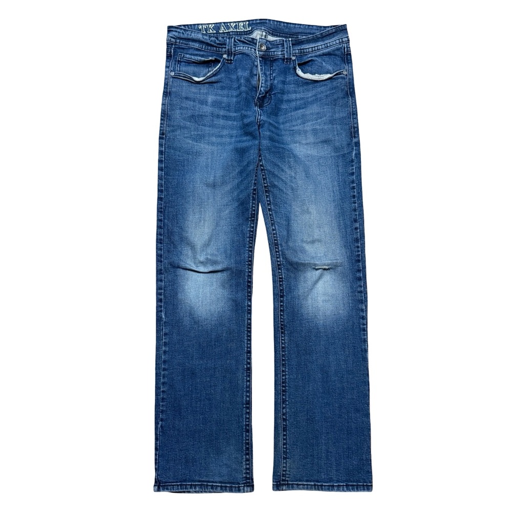 Mens Y2K T.K. Axel Dark Wash Straight Leg Stretch Denim Jeans Size 34x34